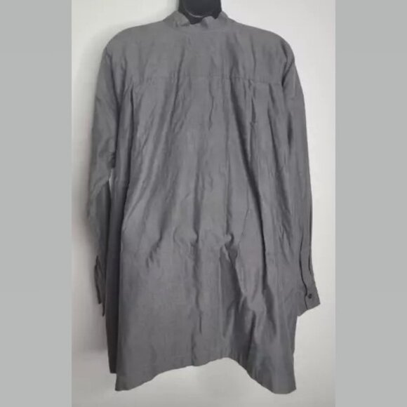 Eskandar Shirt Blouse Sz 1 Gray Long Sleeves Hidden Placket Button Neiman Marcus - Picture 4 of 11